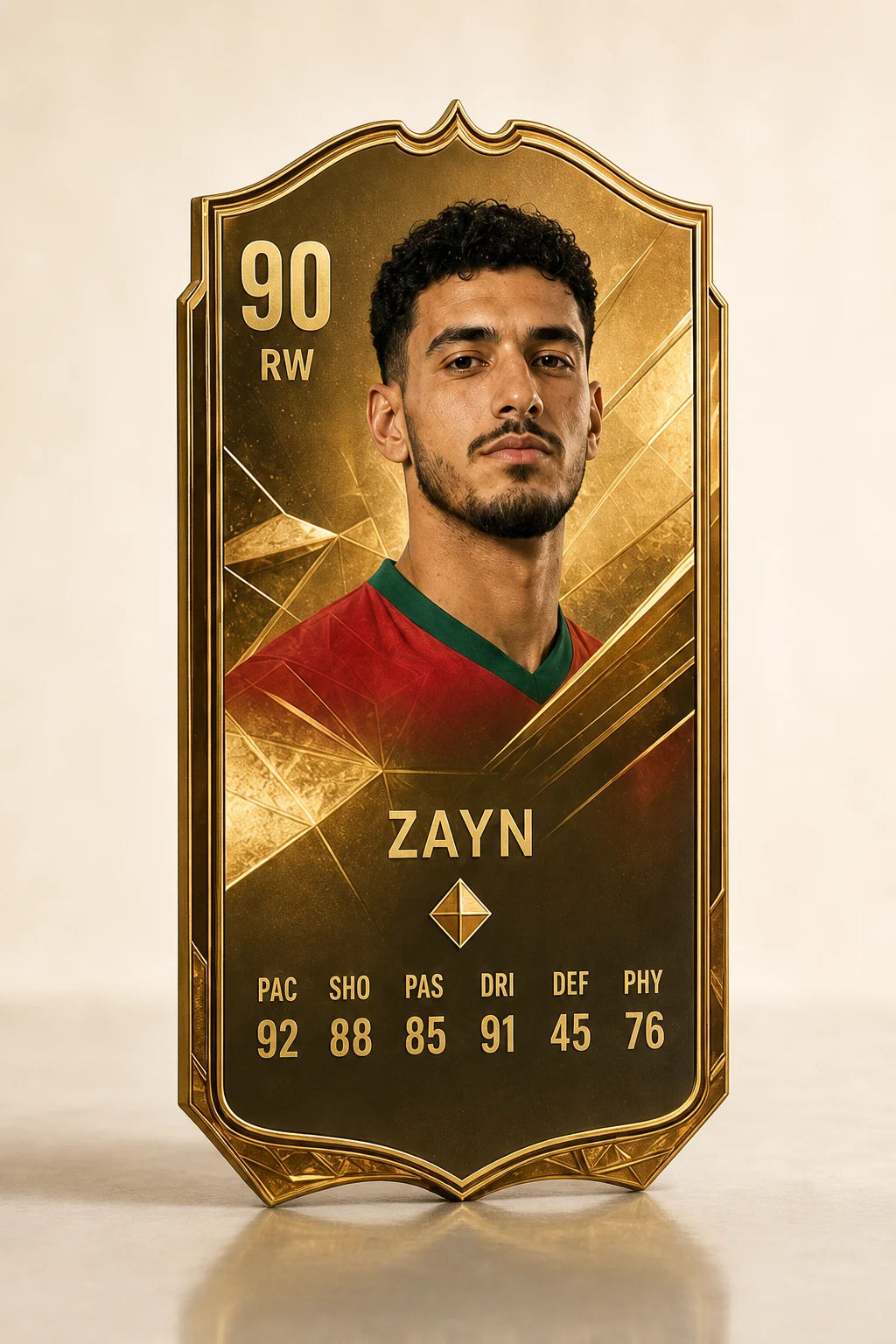 Exemple Gold ZAYN avec note 90 et statistiques