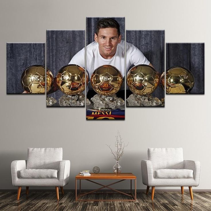 لوحة ليونيل ميسي مع كرات ذهبية tableau Lionel Messi