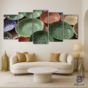 لوحة أطباق زليج مغربية فاخرة - Tableau Assiettes Zellige Maroc
