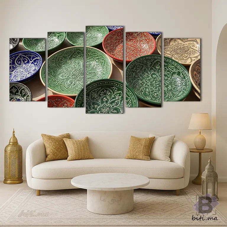 لوحة أطباق زليج مغربية فاخرة - Tableau Assiettes Zellige Maroc