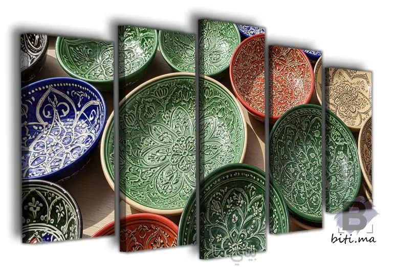 لوحة أطباق زليج مغربية فاخرة - Tableau Assiettes Zellige Maroc