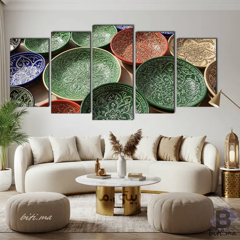 لوحة أطباق زليج مغربية فاخرة - Tableau Assiettes Zellige Maroc