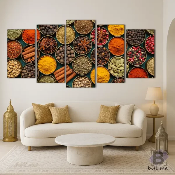 لوحة التوابل المغربية: سيمفونية الألوان والنكهات - Tableau Épices Marocaines