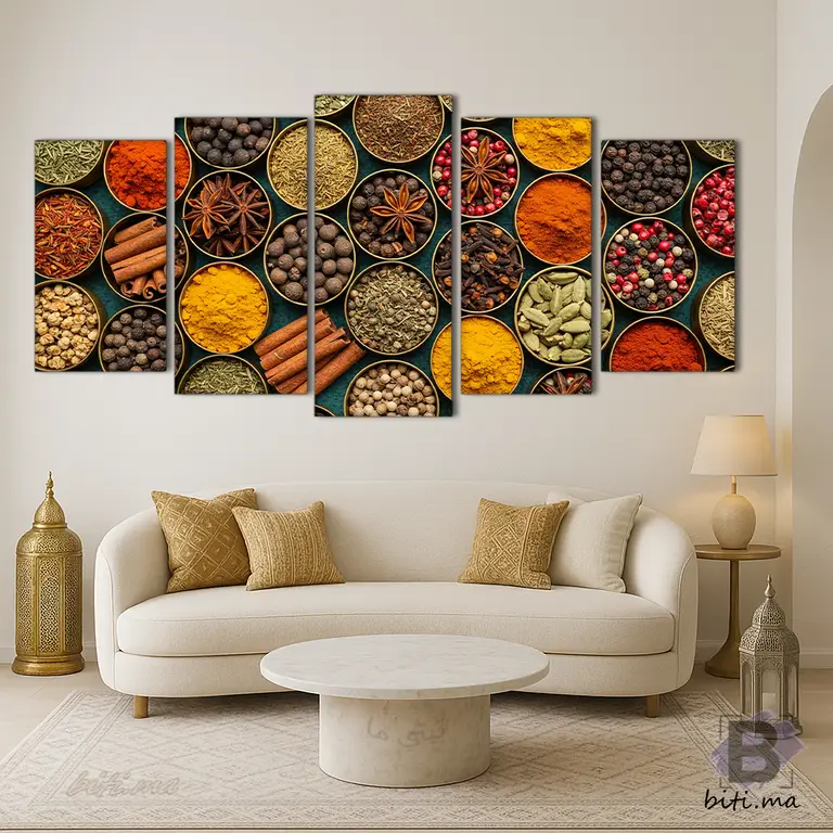 لوحة التوابل المغربية: سيمفونية الألوان والنكهات - Tableau Épices Marocaines