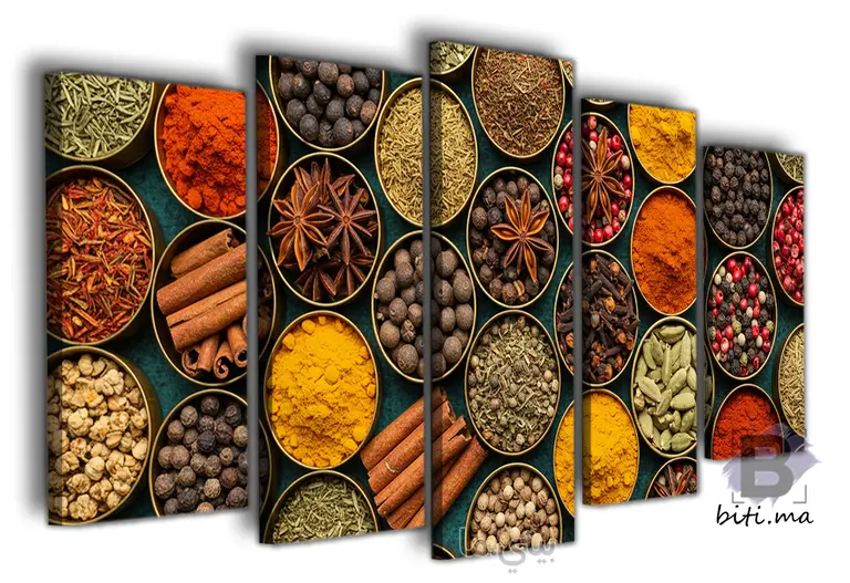 لوحة التوابل المغربية: سيمفونية الألوان والنكهات - Tableau Épices Marocaines