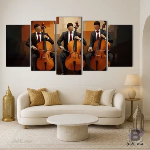 ثلاثية التشيلو: لوحة فنية عصرية للصالون - Tableau Trio de Violoncelles Moderne