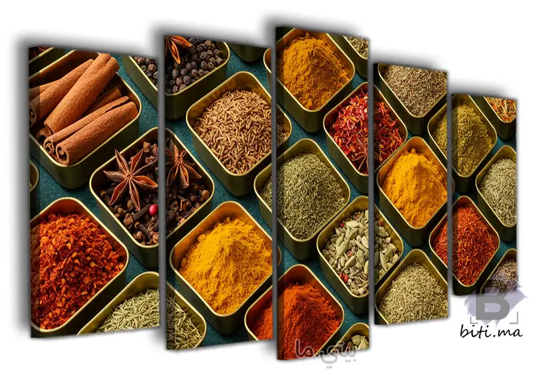 بهارات المغرب: لوحة حائطية عطرية - Tableau Épices du Maroc