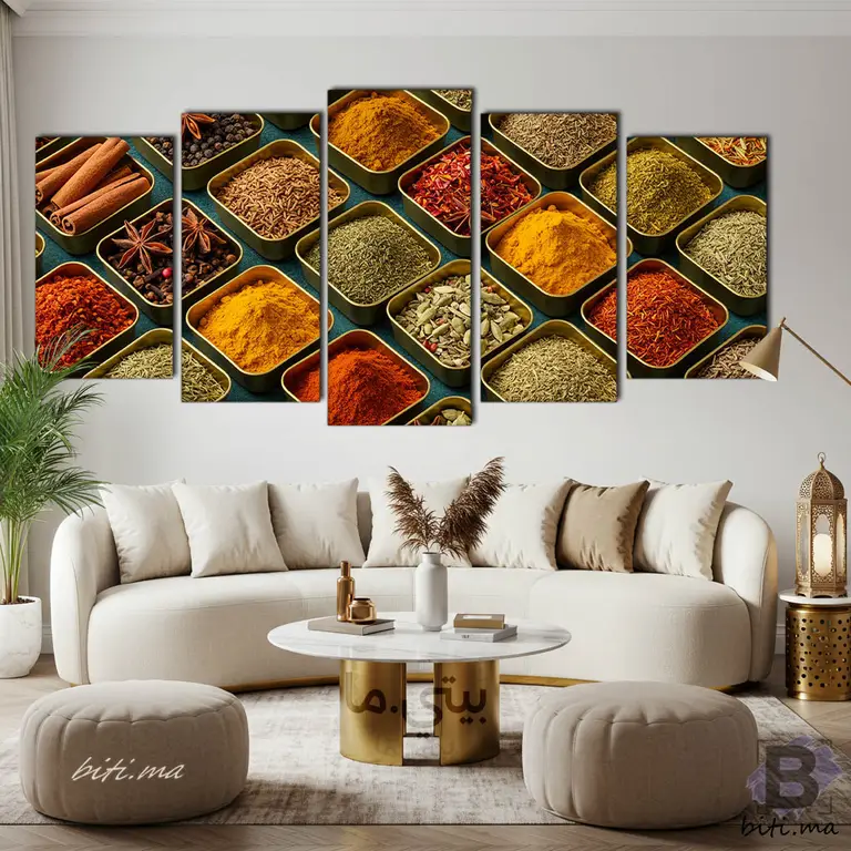 بهارات المغرب: لوحة حائطية عطرية - Tableau Épices du Maroc