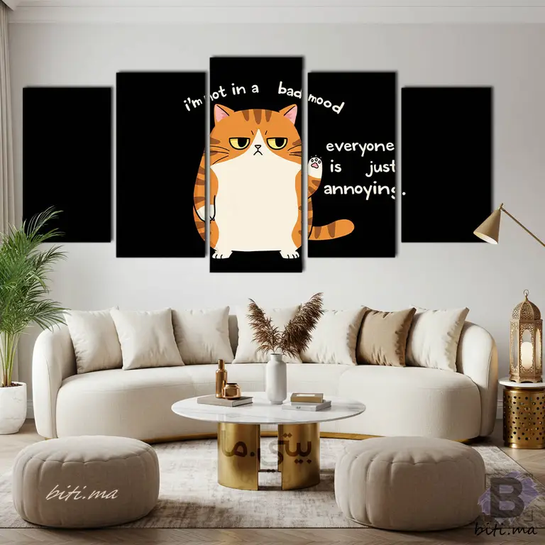طابلو المواء الغاضب: لمسة فكاهية لديكور منزلك - Tableau Chat Grognon