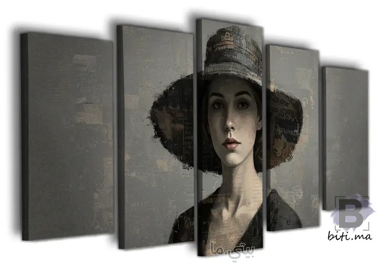 أناقة الخمس قطع: لوحة المرأة الغامضة - Tableau Élégance Mystérieuse