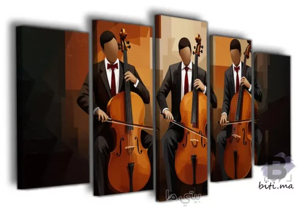 ⁦ثلاثية التشيلو: لوحة فنية عصرية للصالون - Tableau Trio de Violoncelles Moderne⁩ - الصورة ⁦2⁩