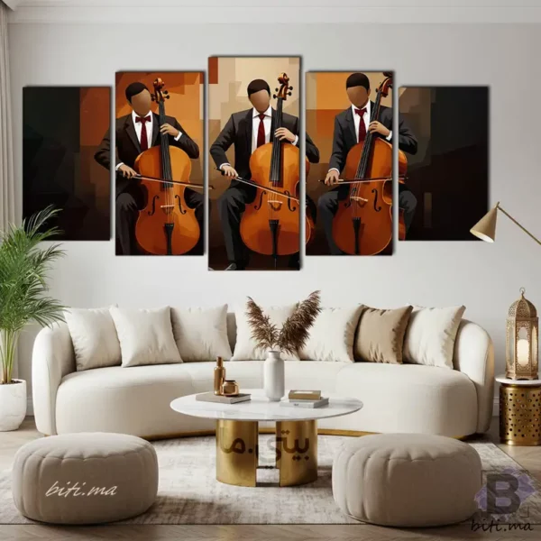 ⁦ثلاثية التشيلو: لوحة فنية عصرية للصالون - Tableau Trio de Violoncelles Moderne⁩ - الصورة ⁦4⁩