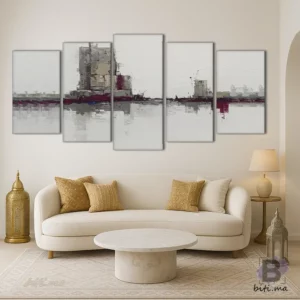إطلالة مدينة عصرية - لوحة جدارية 5 قطع - Tableau Vue Urbaine Moderne