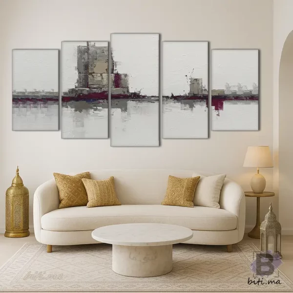 إطلالة مدينة عصرية - لوحة جدارية 5 قطع - Tableau Vue Urbaine Moderne