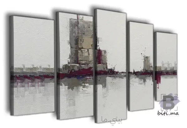 ⁦إطلالة مدينة عصرية - لوحة جدارية 5 قطع - Tableau Vue Urbaine Moderne⁩ - الصورة ⁦2⁩