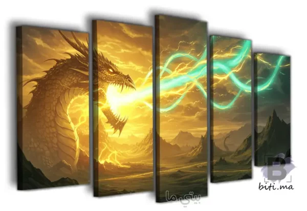 ⁦طابلو التنين الذهبي: قوة أسطورية تضيء جدرانك - Tableau Dragon Doré: Légende Lumineuse⁩ - الصورة ⁦2⁩