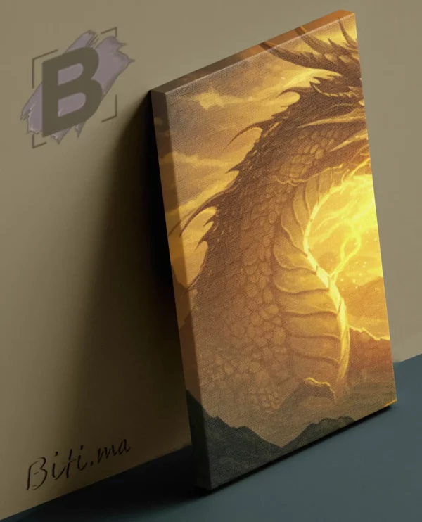⁦طابلو التنين الذهبي: قوة أسطورية تضيء جدرانك - Tableau Dragon Doré: Légende Lumineuse⁩ - الصورة ⁦3⁩