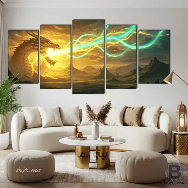 ⁦طابلو التنين الذهبي: قوة أسطورية تضيء جدرانك - Tableau Dragon Doré: Légende Lumineuse⁩ - الصورة ⁦4⁩