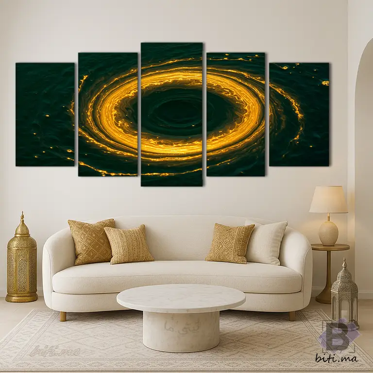 بوابة النور: لوحة تجريدية ذهبية لخلق جو ساحر - Tableau Portail de Lumière