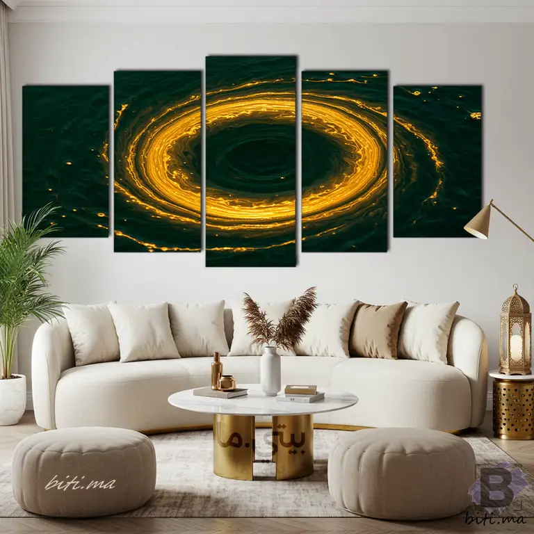 بوابة النور: لوحة تجريدية ذهبية لخلق جو ساحر - Tableau Portail de Lumière