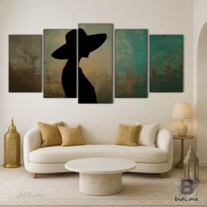 لوحة أنيقة للمرأة ذات القبعة - Tableau Femme Chic Maroc