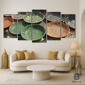 لوحة أطباق زليج مغربية تقليدية - Tableau Assiettes Zellige Maroc