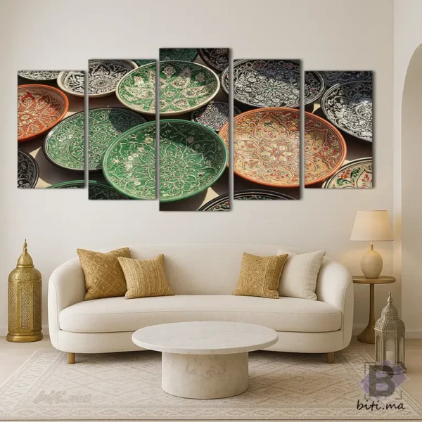 لوحة أطباق زليج مغربية تقليدية - Tableau Assiettes Zellige Maroc