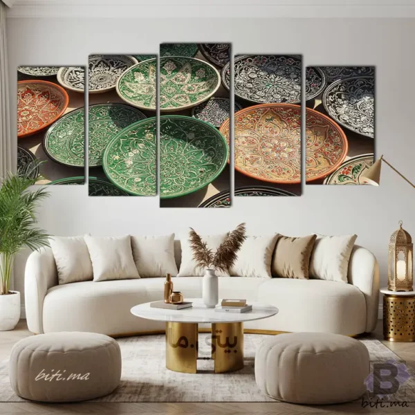 ⁦لوحة أطباق زليج مغربية تقليدية - Tableau Assiettes Zellige Maroc⁩ - الصورة ⁦4⁩