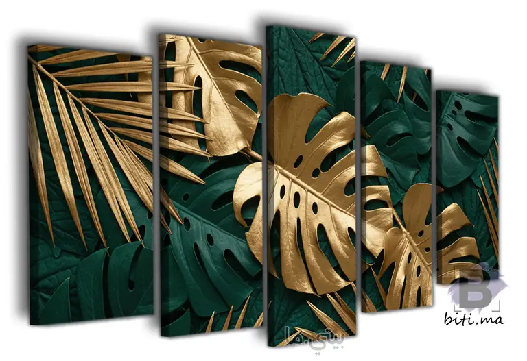 أوراق الذهب: لوحة جدارية فاخرة بلمسة مغربية - Tableau Feuilles d'Or Maroc