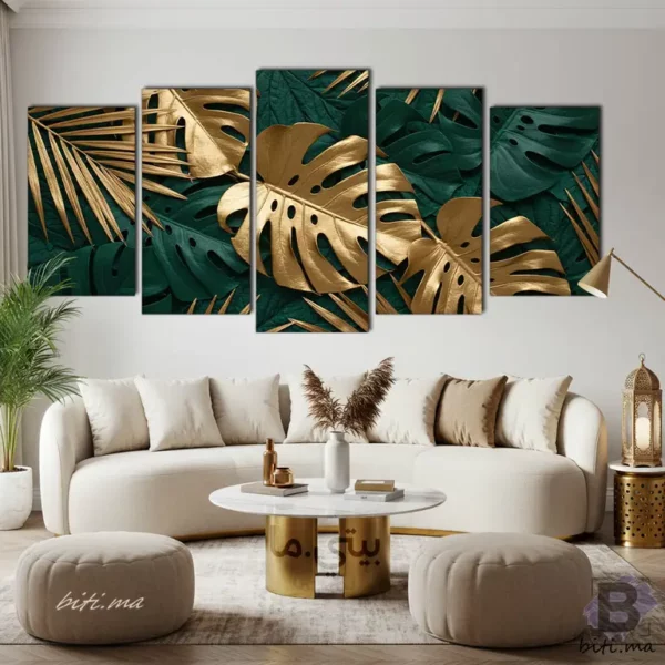 ⁦أوراق الذهب: لوحة جدارية فاخرة بلمسة مغربية - Tableau Feuilles d'Or Maroc⁩ - الصورة ⁦4⁩
