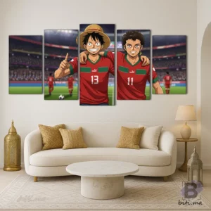 لوفي من ون بيس بالقميص المغربي - Tableau One Piece Luffy Maroc