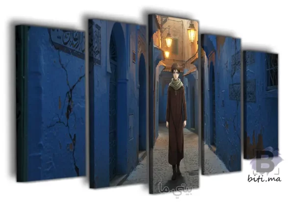 ⁦ايرين ييغر في شفشاون الزرقاء - Tableau Eren Yeager in Chefchaouen⁩ - الصورة ⁦2⁩
