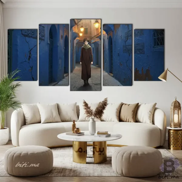 ⁦ايرين ييغر في شفشاون الزرقاء - Tableau Eren Yeager in Chefchaouen⁩ - الصورة ⁦4⁩