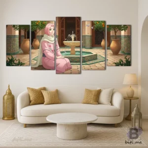 لوحة ساكورا في فناء مغربي ساحر - Tableau Sakura Marocain
