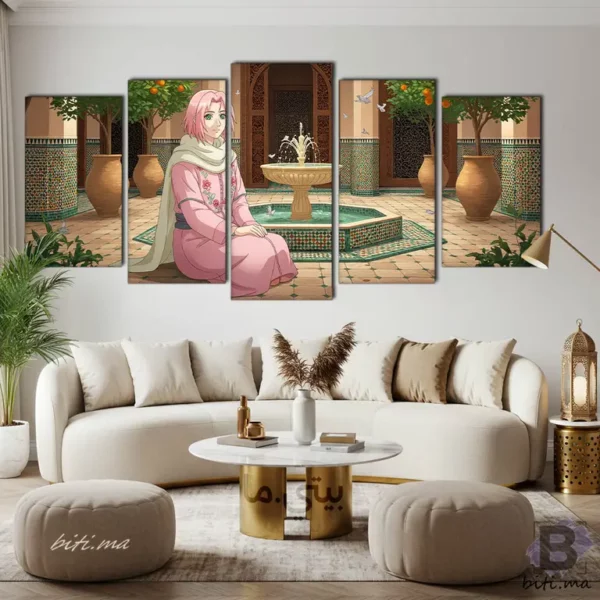 ⁦لوحة ساكورا في فناء مغربي ساحر - Tableau Sakura Marocain⁩ - الصورة ⁦4⁩