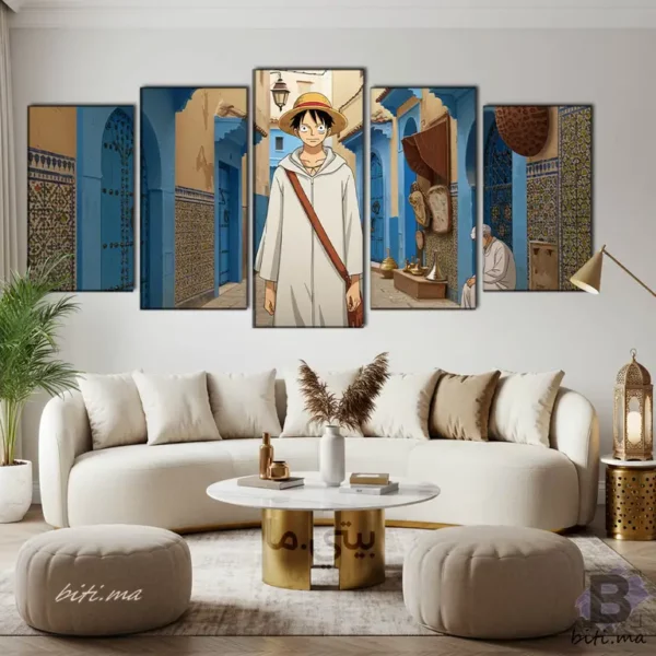 ⁦لوحة لوفي في شفشاون المغربية - Tableau Luffy Chefchaouen⁩ - الصورة ⁦4⁩