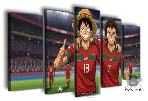 ⁦لوفي من ون بيس بالقميص المغربي - Tableau One Piece Luffy Maroc⁩ - الصورة ⁦2⁩
