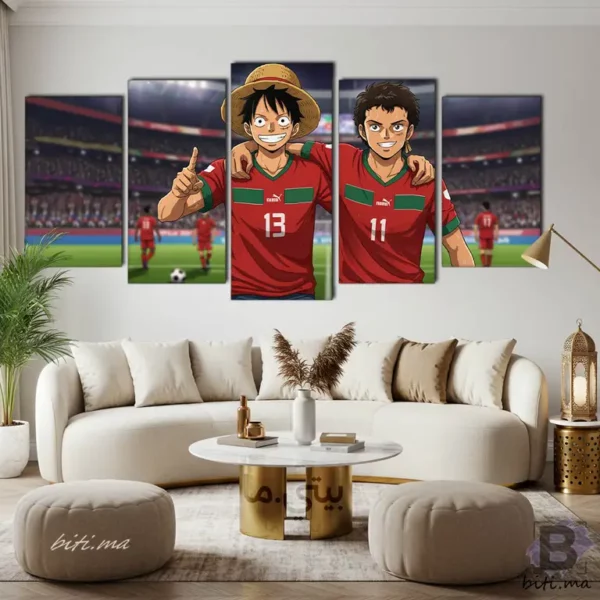 ⁦لوفي من ون بيس بالقميص المغربي - Tableau One Piece Luffy Maroc⁩ - الصورة ⁦4⁩