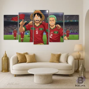 Tableau Luffy et Zoro Maroc لوفي و زورو بقميص المنتخب المغربي