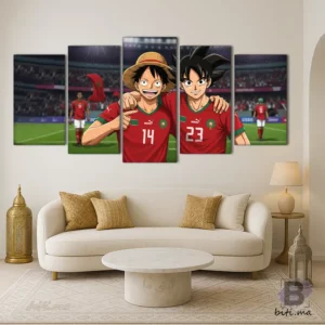 Tableau Luffy و Goku المنتخب المغربي - Anime & Sport Fusion