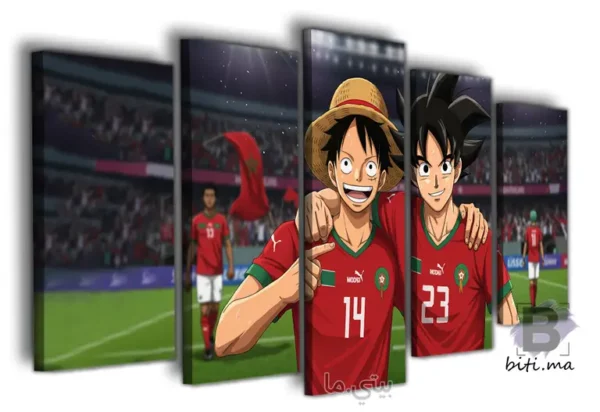 ⁦Tableau Luffy و Goku المنتخب المغربي - Anime & Sport Fusion⁩ - الصورة ⁦2⁩