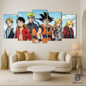لوحة أنمي الأبطال الخمسة Tableau Anime 5 Héros