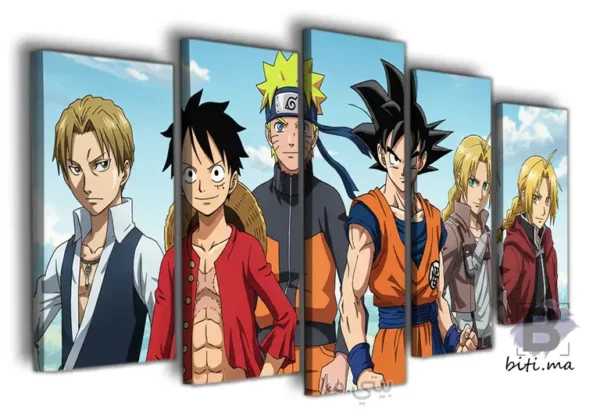 ⁦لوحة أنمي الأبطال الخمسة Tableau Anime 5 Héros⁩ - الصورة ⁦2⁩