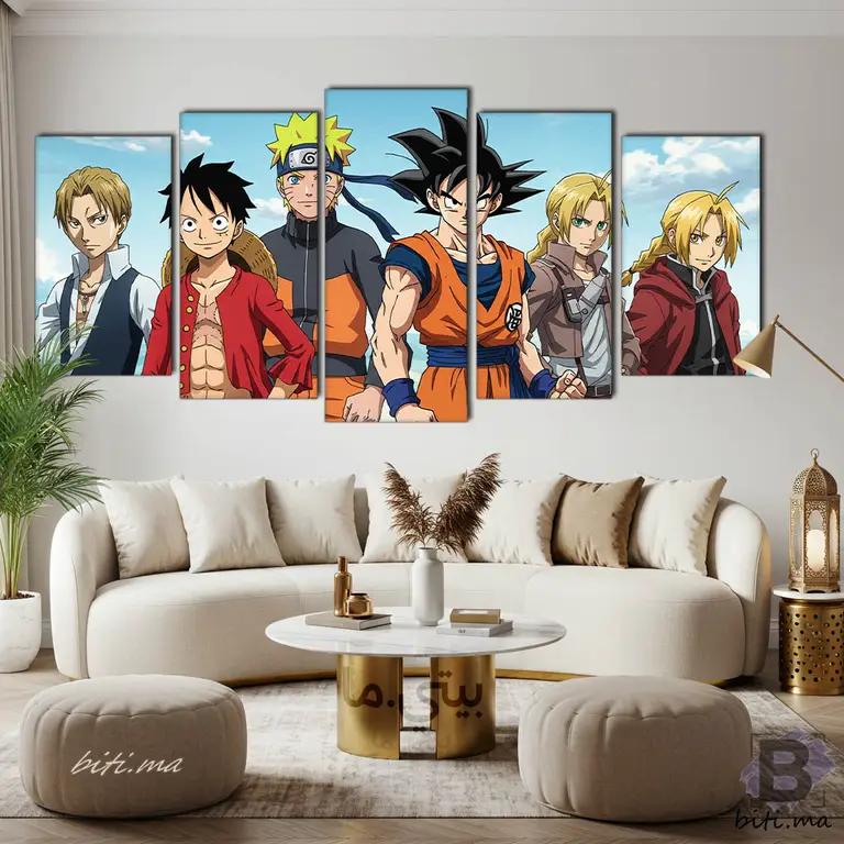 لوحة أنمي الأبطال الخمسة Tableau Anime 5 Héros