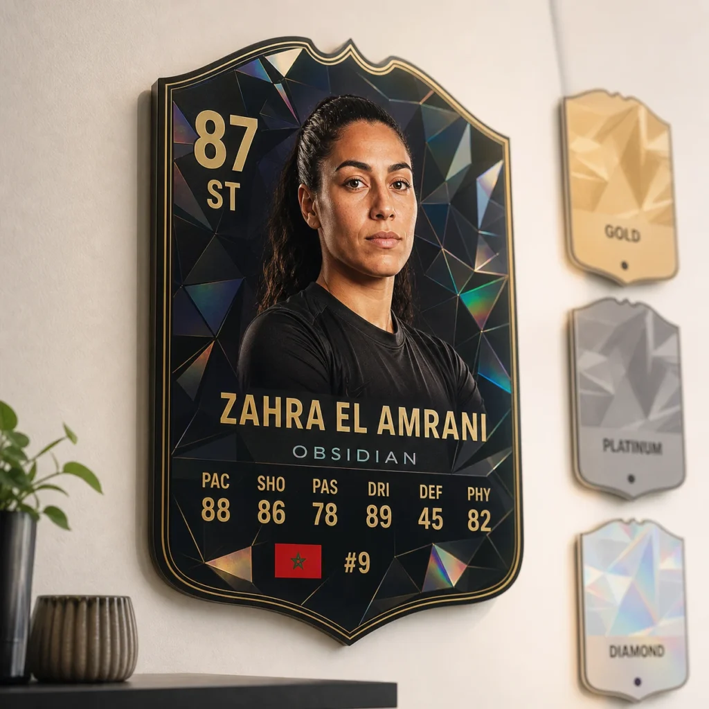 Exemple réel de carte football personnalisée Obsidian avec joueuse