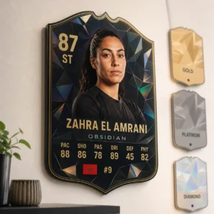 Exemple réel de carte football personnalisée Obsidian avec joueuse